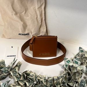 jacquemus la cienture brown leather belt bag. never worn, only tried on.